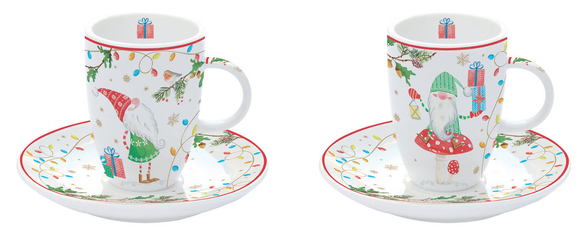 CSÉSZE ÉS CSÉSZEALJ  - piros/fehér, Basics, kerámia (0,05cm)