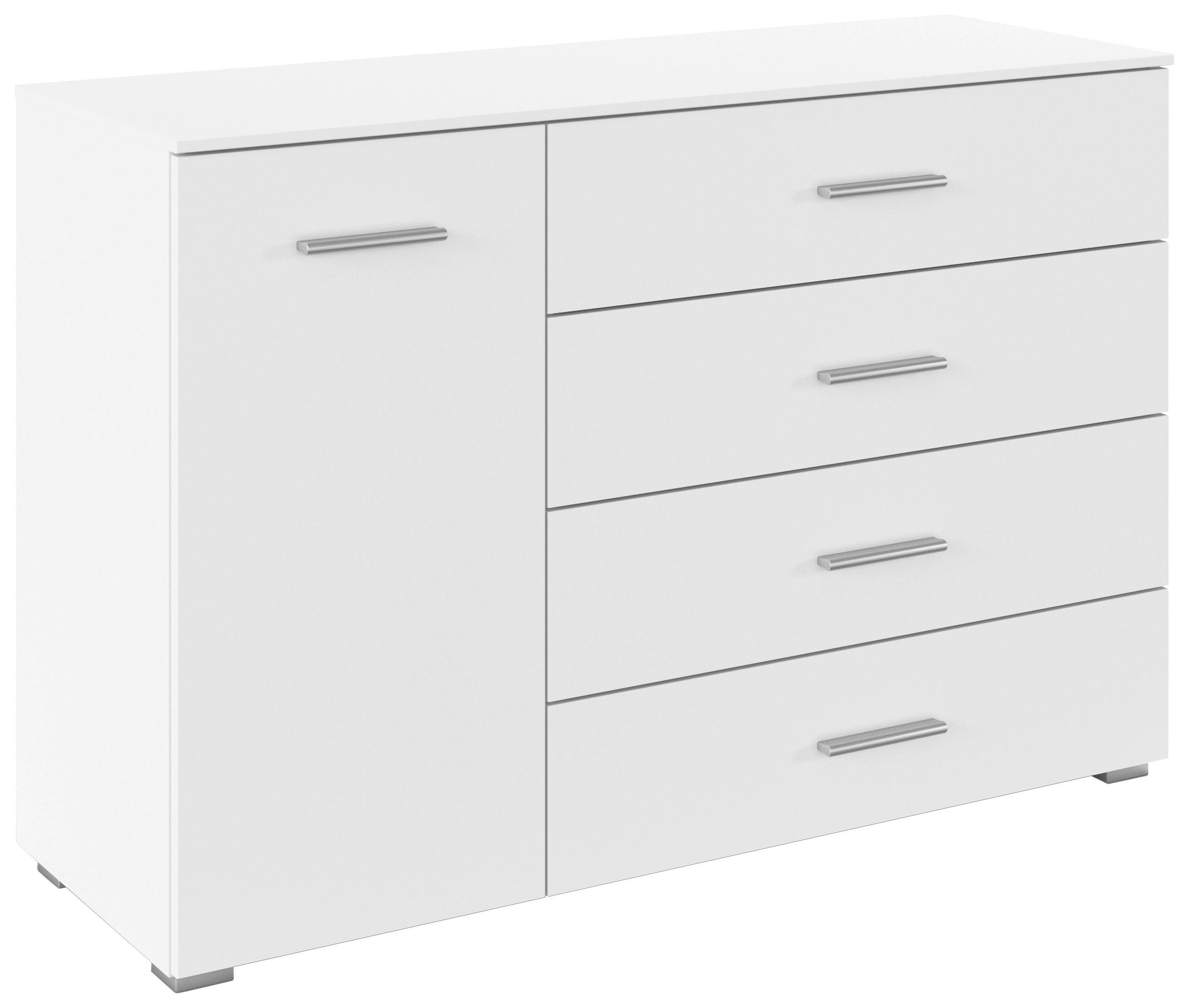 ŠIROKA KOMODA, bela  - bela/barve aluminija, Konvencionalno, umetna masa/leseni material (120/81/42cm) - home24