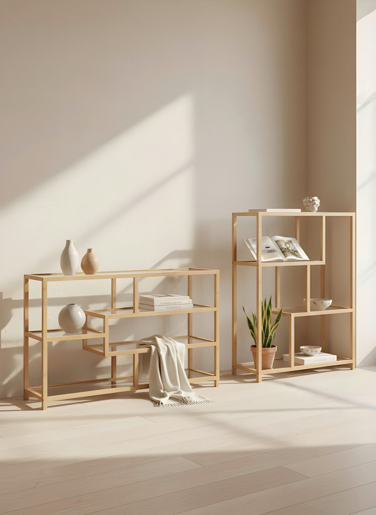 POLC 114/79/34 cm natúr színű  - natúr színű, Basics, üveg/természetes anyagok (114/79/34cm) - Xora