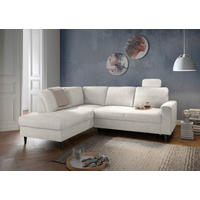 ECKSCHLAFSOFA Weiß Bouclé  - Schwarz/Weiß, MODERN, Holz/Textil (200/242cm) - Livetastic