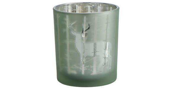Teelichthalter Baltus D/H: ca. 8,8/10cm - Grau/Grün, KONVENTIONELL, Glas (8,8/10cm) - Ombra