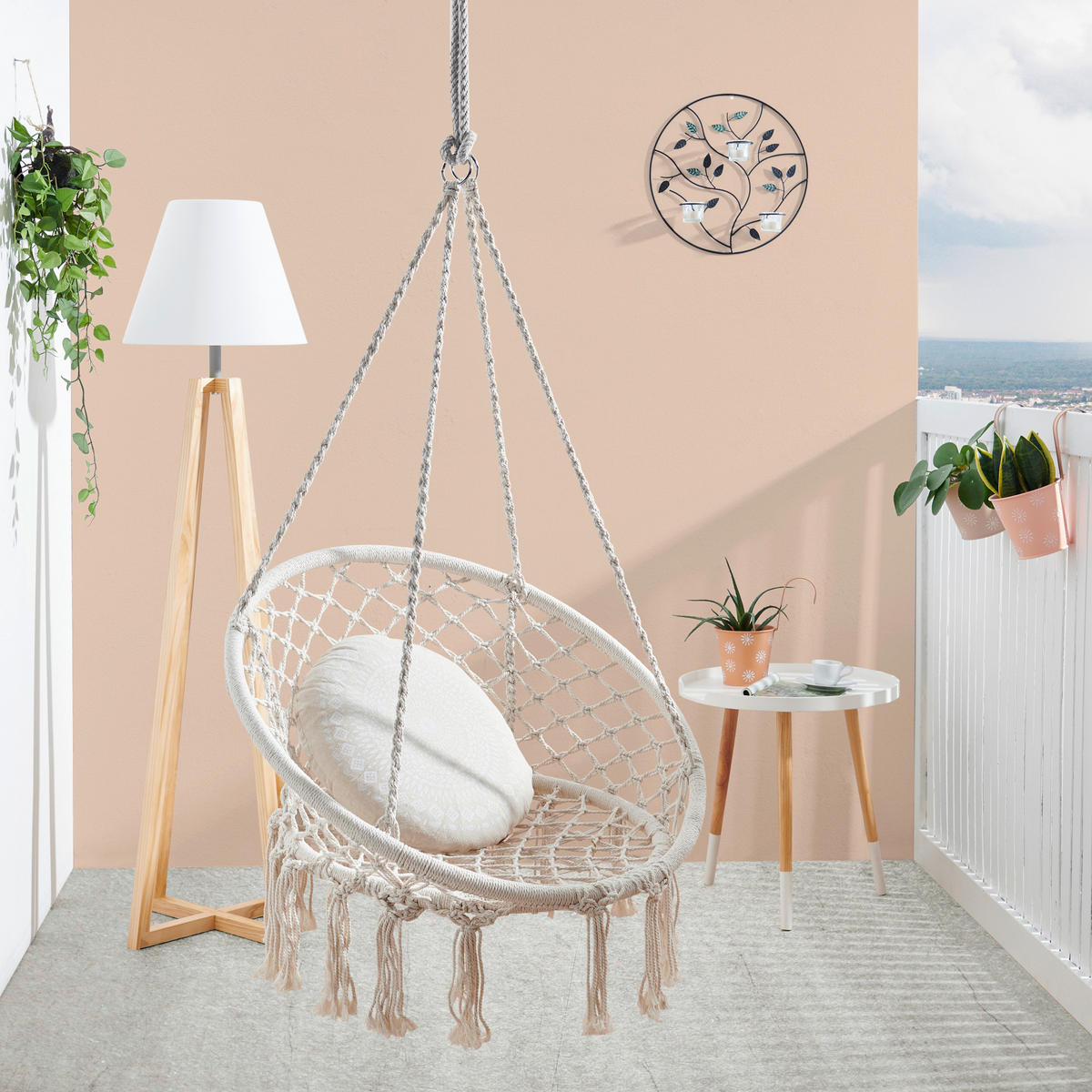 HÄNGESESSEL  - Creme, LIFESTYLE, Textil/Metall (120/80/80cm) - Ambia Home