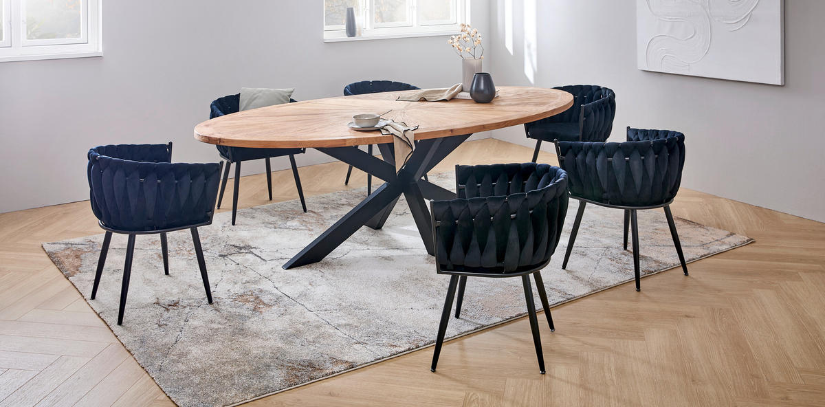 ESSTISCH in Holz 254/135/78 cm  - Ulmefarben/Schwarz, LIFESTYLE, Holz/Metall (254/135/78cm) - Ambia Home