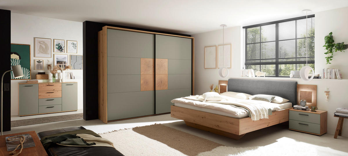 KOMMODE  in 150/92/38 cm  - Salbeigrün/Schwarz, KONVENTIONELL, Holzwerkstoff/Kunststoff (150/92/38cm) - Xora