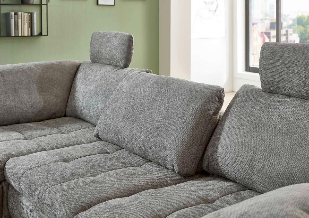 HÖRNSOFFA i chenille grå  - svart/grå, Modern, metall/textil (197/84/289cm) - Livetastic