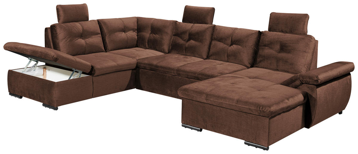 WOHNLANDSCHAFT in Mikrovelours Kupferfarben  - Schwarz/Kupferfarben, Konventionell, Kunststoff/Textil (217/334/127cm) - Carryhome