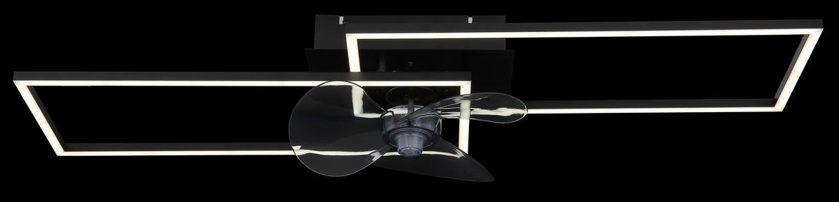 STROPNÍ VENTILÁTOR, 90/30/15 cm - šedá/černá, Design, kov/plast (90/30/15cm) - Globo