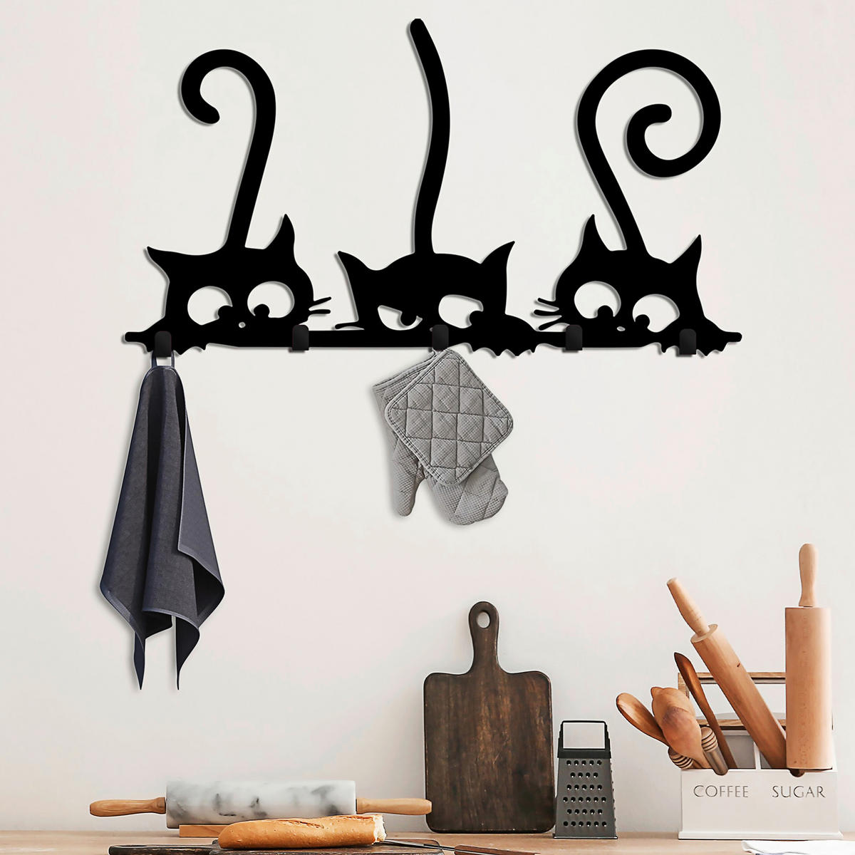 WANDGARDEROBE  in Schwarz  - Schwarz, Basics, Metall (60/37/2cm)