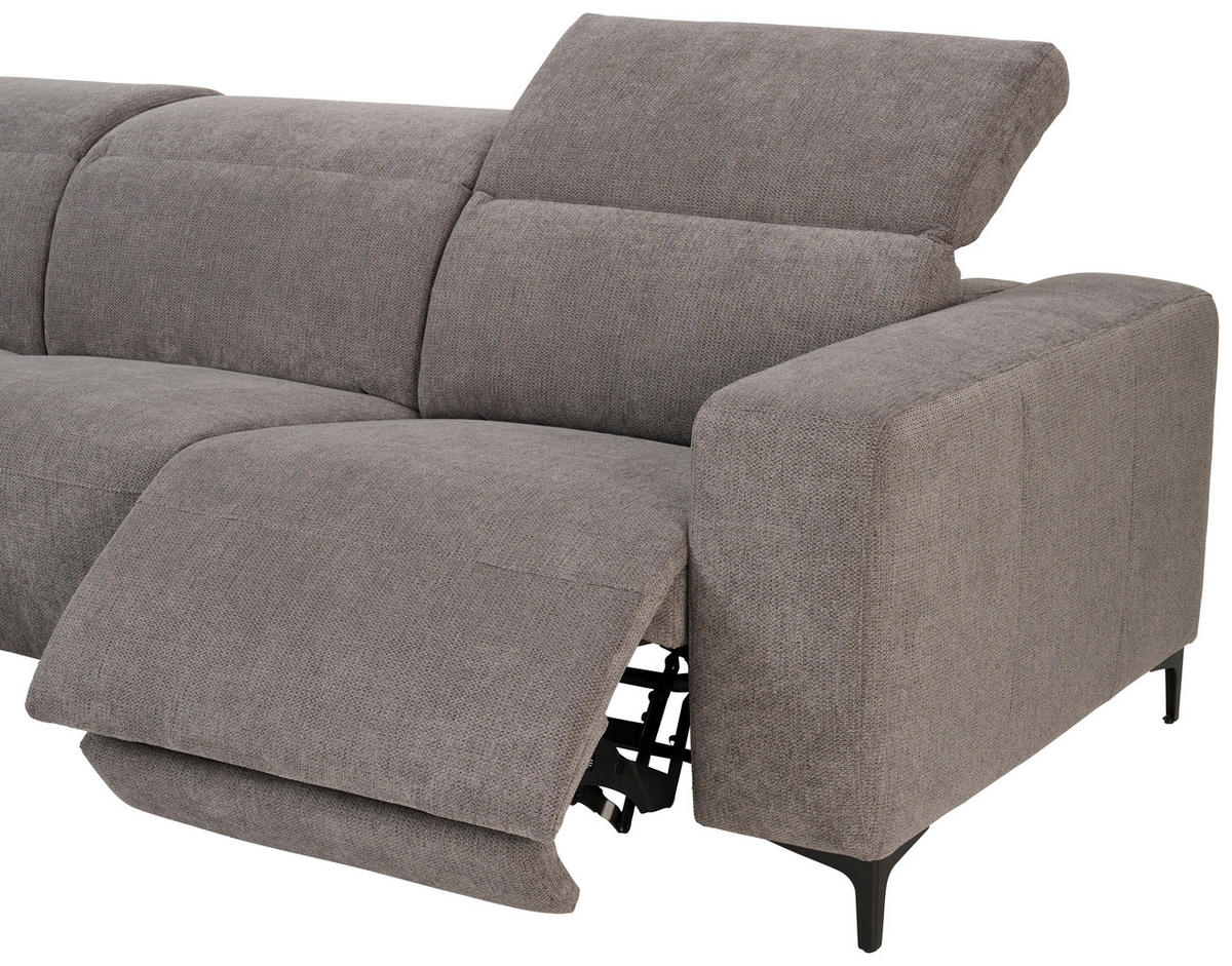 ECKSOFA in Flachgewebe Dunkelgrau  - Dunkelgrau/Schwarz, Design, Textil/Metall (290/238cm) - Pure Home Lifestyle