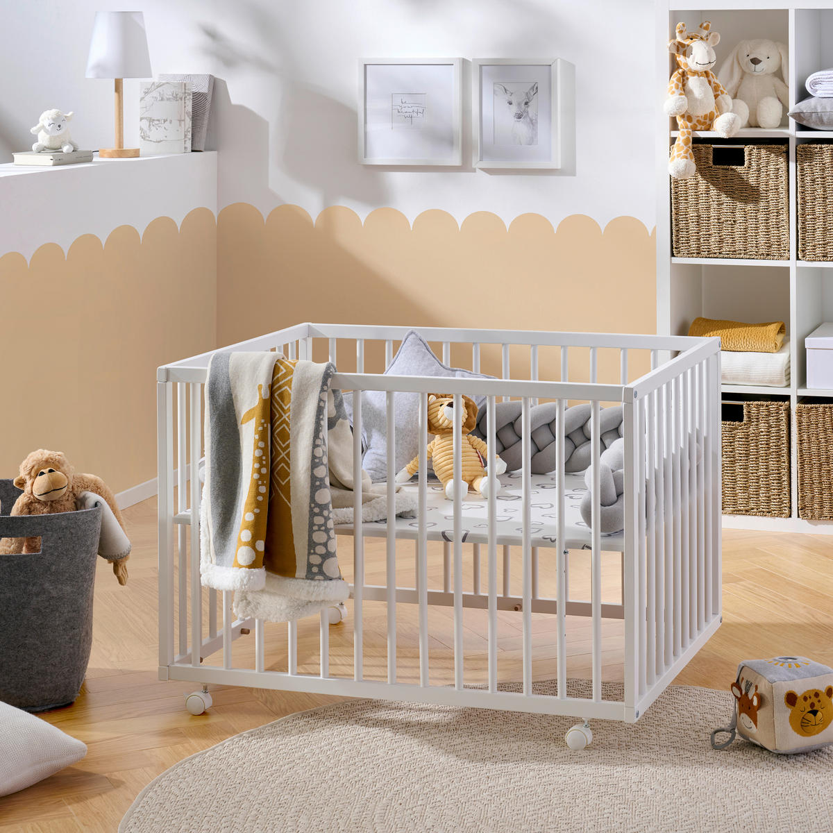 DĚTSKÁ OHRÁDKA, 100/75/68 cm - bílá, Basics, dřevo/plast (100/75/68cm) - My Baby Lou