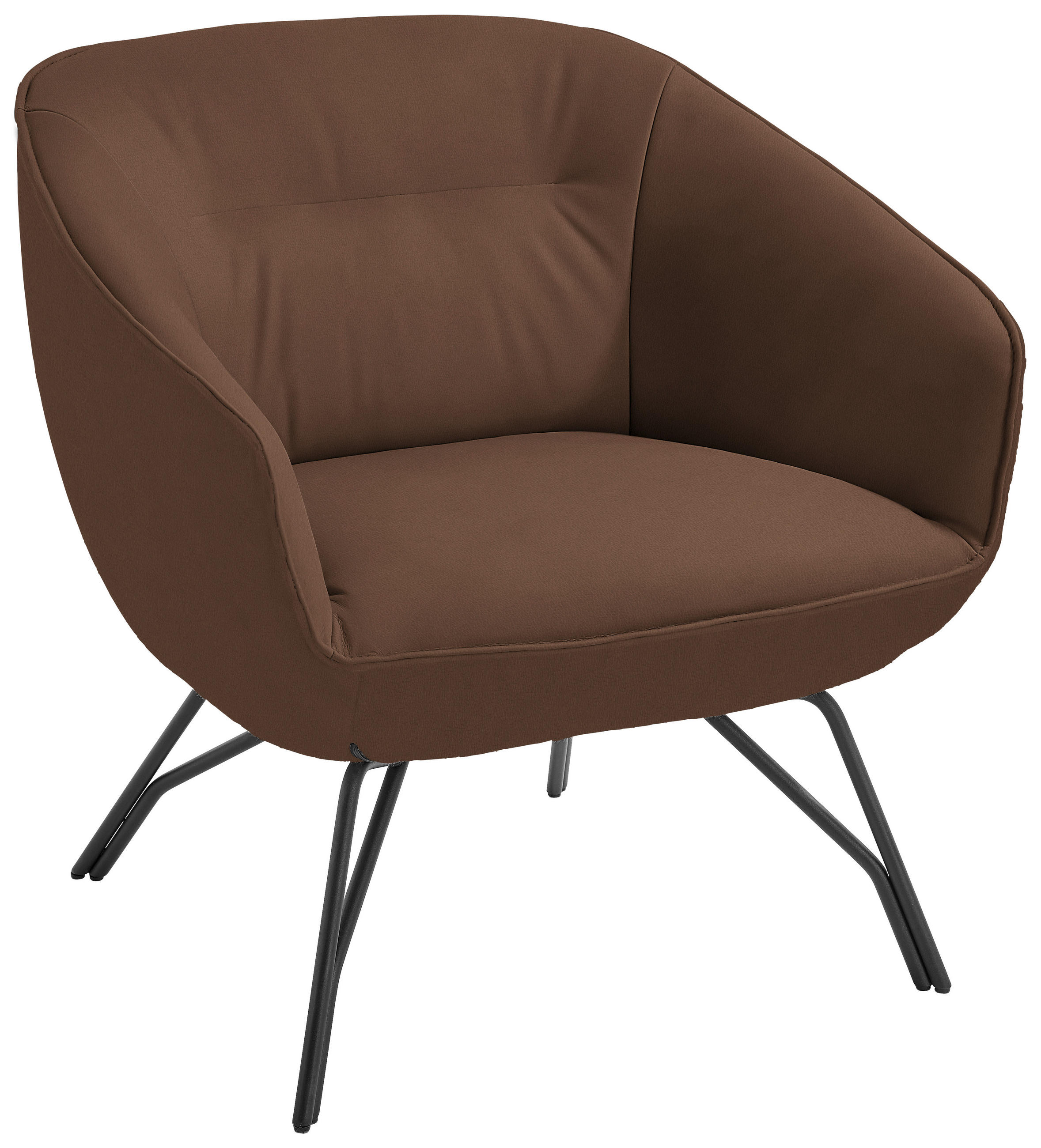 COCKTAILSESSEL in Echtleder Braun  - Anthrazit/Braun, Design, Leder/Metall (76/80/73cm) - Joop!