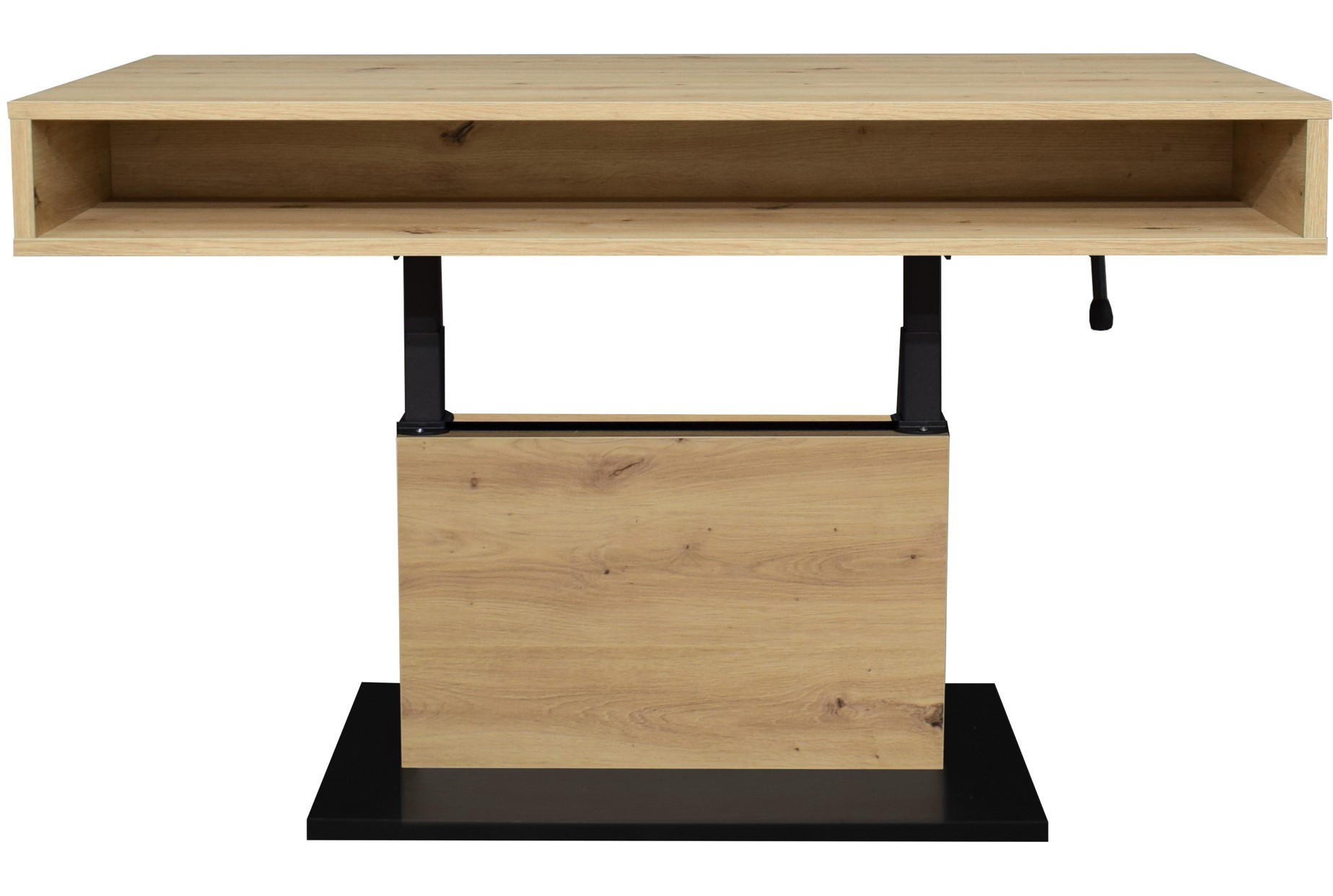COUCHTISCH Lift Couchtisch rechteckig Schwarz, Eiche Artisan  - Schwarz/Eiche Artisan, Design, Holzwerkstoff/Metall (110/58-77/60cm) - MID.YOU