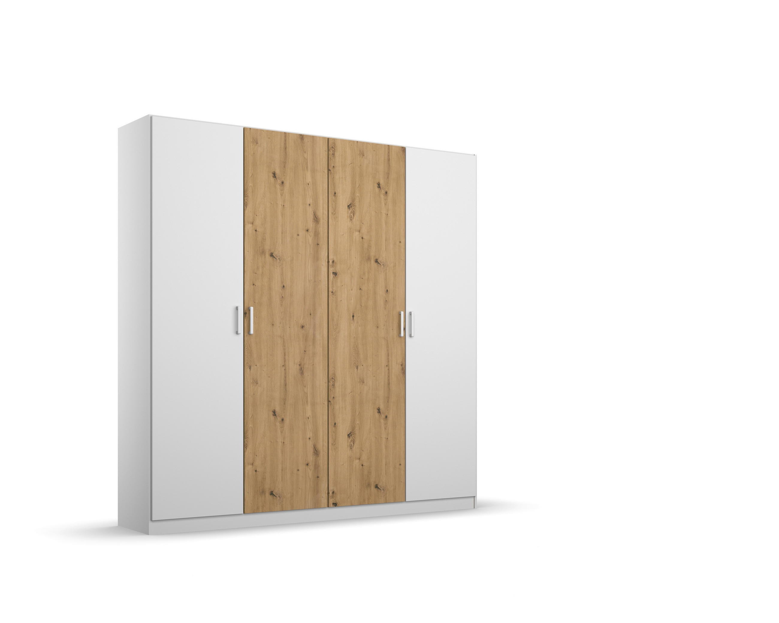DREHTÜRENSCHRANK 181/210/54 cm,  in Weiß, Eiche Artisan, 4 Tür(en)  - Weiß/Eiche Artisan, MODERN, Holzwerkstoff/Kunststoff (181/210/54cm) - Rauch Möbel