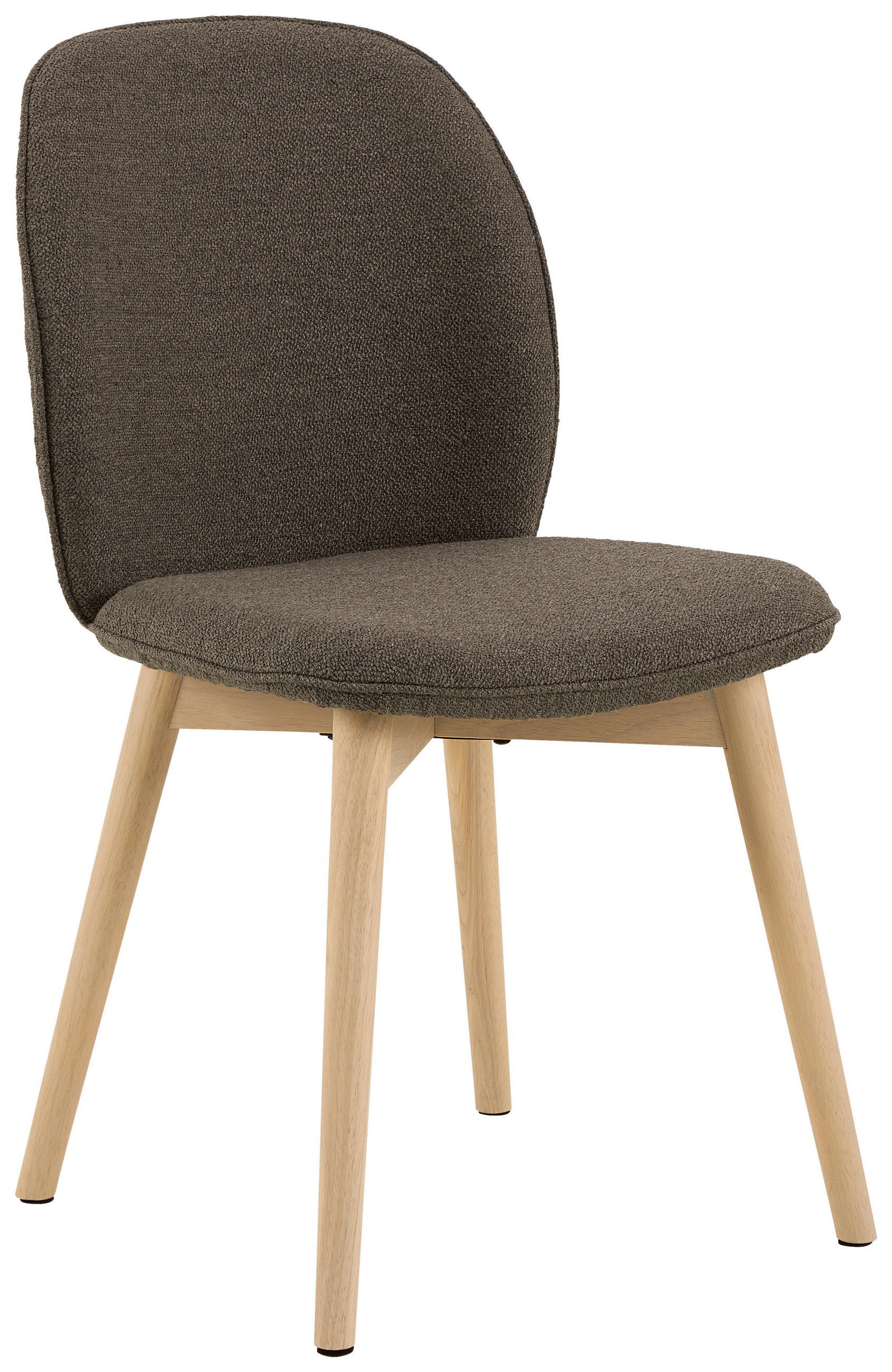 STUHL  in Bouclé Textil  - Taupe/Eiche Bianco, Design, Holz/Textil (49/89/56cm) - MID.YOU