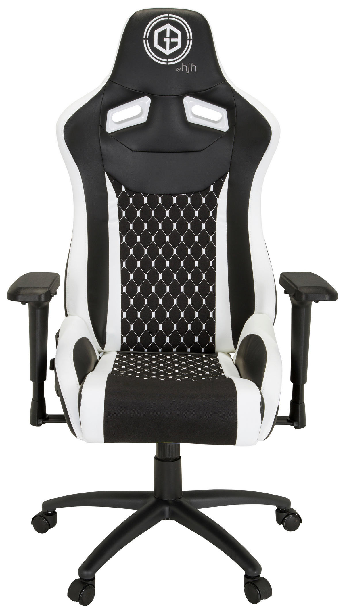 GAMINGSTUHL Schwarz, Weiß Textil   - Schwarz/Weiß, MODERN, Kunststoff/Textil (74/137/66cm) - MID.YOU