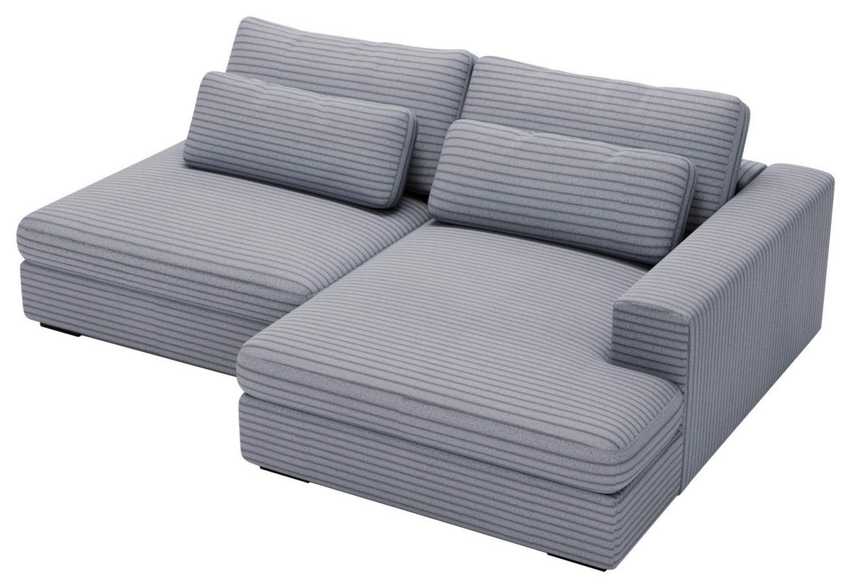ECKSOFA in Cord Blaugrau  - Blaugrau/Schwarz, Design, Kunststoff/Textil (223/158cm) - Lomoco