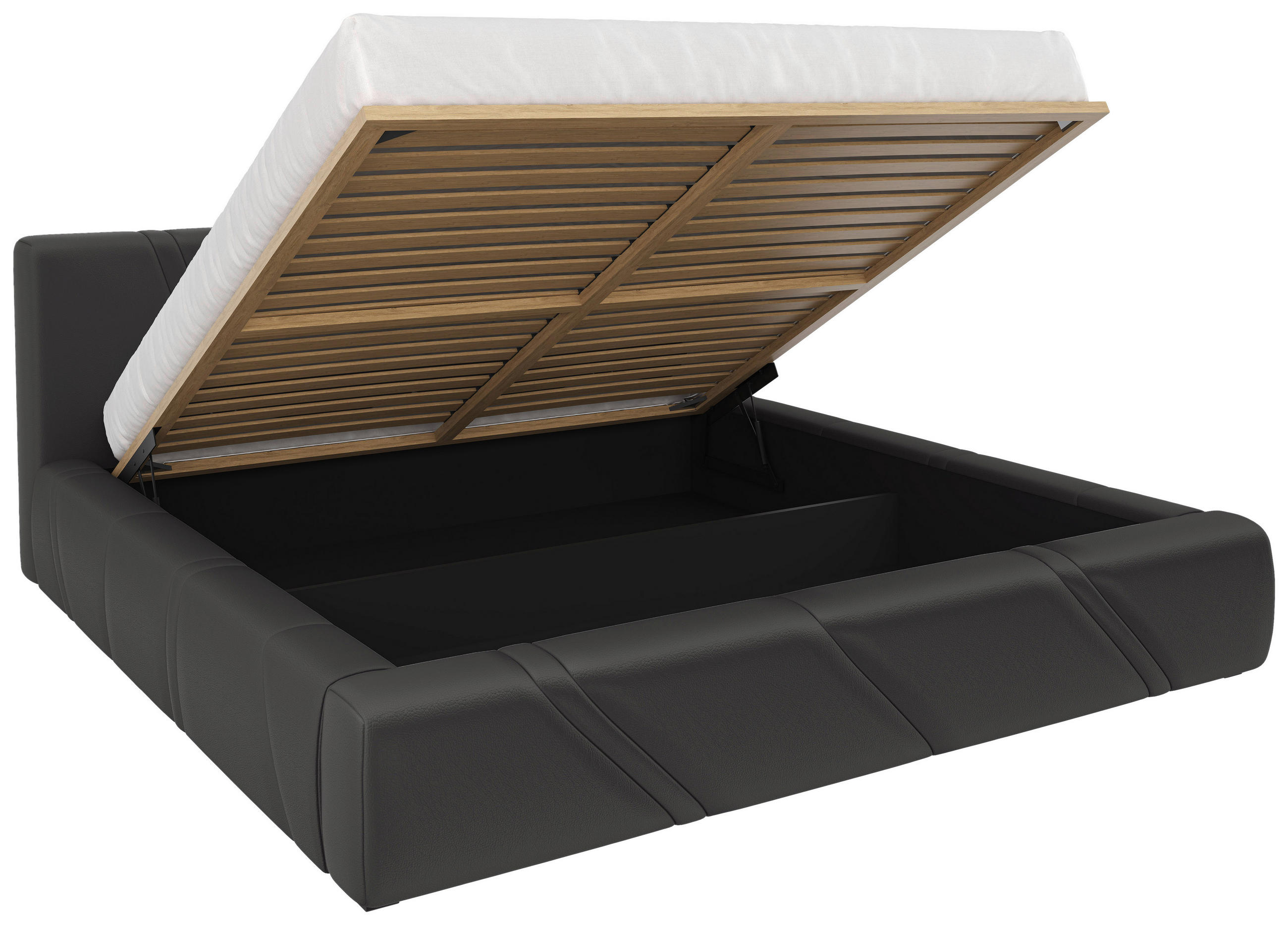 POLSTERBETT 180/200 cm,  in Anthrazit, gepolstertes Kopfteil, Lattenrost, Bettkasten,  - Anthrazit/Schwarz, Design, Holz/Kunststoff (180/200cm) - Chameo