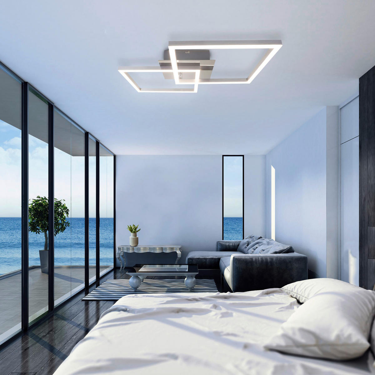 LED-DECKENLEUCHTE 62/36,8/7,3 cm  - Chromfarben/Alufarben, Design, Kunststoff/Metall (62/36,8/7,3cm)