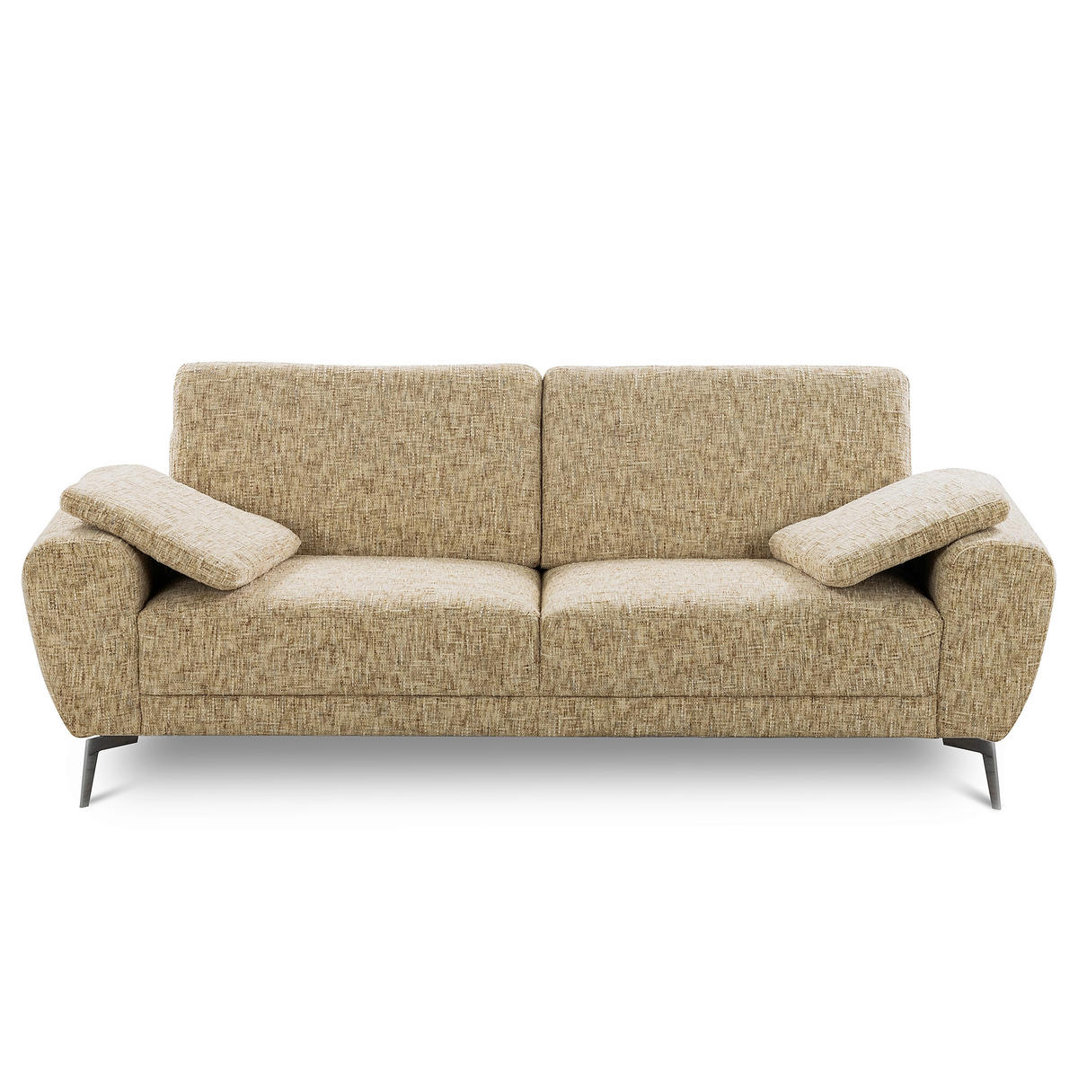 3-SITZER-SOFA Webstoff Hellbraun  - Hellbraun/Schwarz, Design, Textil/Metall (187/85/92cm) - Livetastic