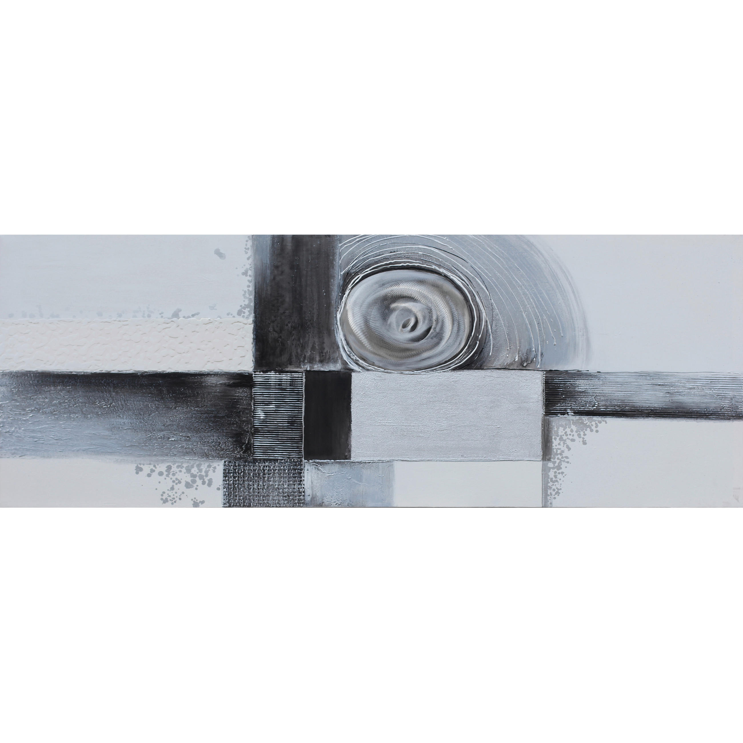 Monee Ölgemälde Grau, Schwarz, Weiß 150x55 cm