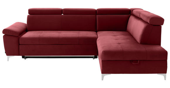 ECKSOFA in Samt Bordeaux  - Chromfarben/Bordeaux, KONVENTIONELL, Textil/Metall (271/206cm) - Carryhome