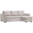 ECKSOFA in Velours, Cord Hellgrau  243/155 cm  - Hellgrau/Schwarz, Design, Kunststoff/Textil (243/155cm) - Xora