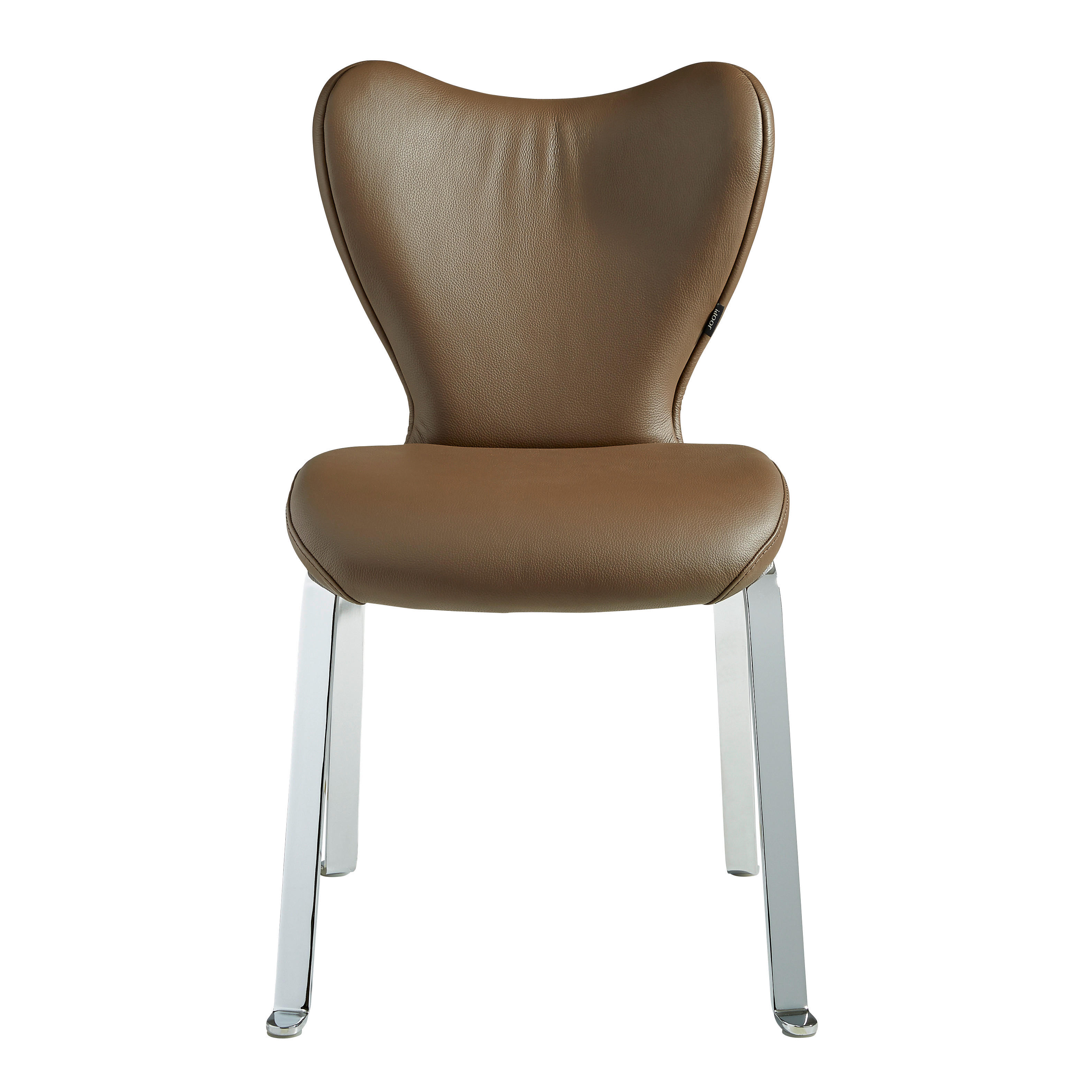 STUHL Echtleder Braun, Chromfarben  - Chromfarben/Braun, Design, Leder/Metall (53/91/64cm) - Joop!