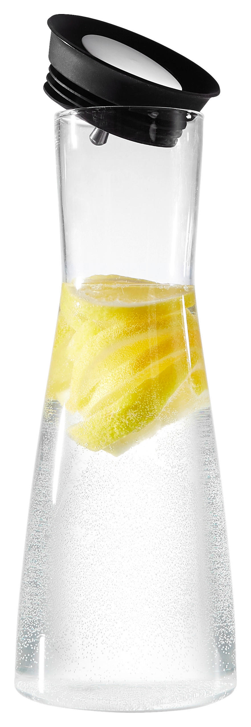 WASSERKARAFFE 1 L    - Klar/Schwarz, Basics, Glas/Kunststoff (10,5/29,3/10,5cm) - Leonardo