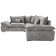 ECKSOFA Grau Velours  - Chromfarben/Grau, KONVENTIONELL, Kunststoff/Textil (247/247cm) - Carryhome