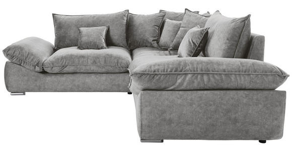 ECKSOFA Grau Velours - Chromfarben/Grau, KONVENTIONELL, Kunststoff/Textil (247/247cm) - Carryhome