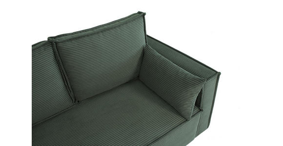 SCHLAFSOFA  mit Rücken echt, Armteil links, Armteil rechts Cord Dunkelgrün  - Dunkelgrün/Schwarz, Design, Textil (232/85/92cm) - Xora