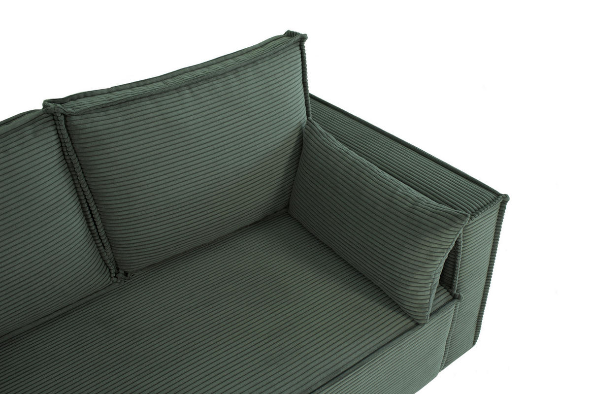 SCHLAFSOFA  mit Rücken echt, Armteil links, Armteil rechts Cord Dunkelgrün  - Dunkelgrün/Schwarz, Design, Textil (232/85/92cm) - Xora