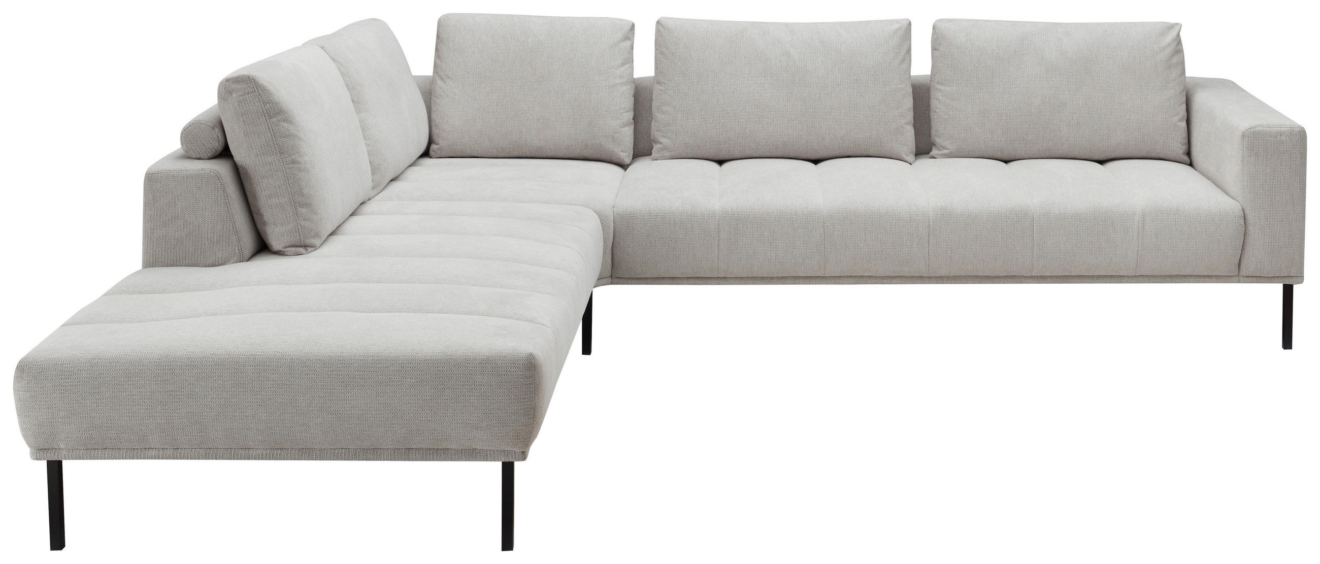 ECKSOFA Creme Flachgewebe  - Creme/Schwarz, Design, Textil/Metall (270/308cm) - Pure Home Lifestyle