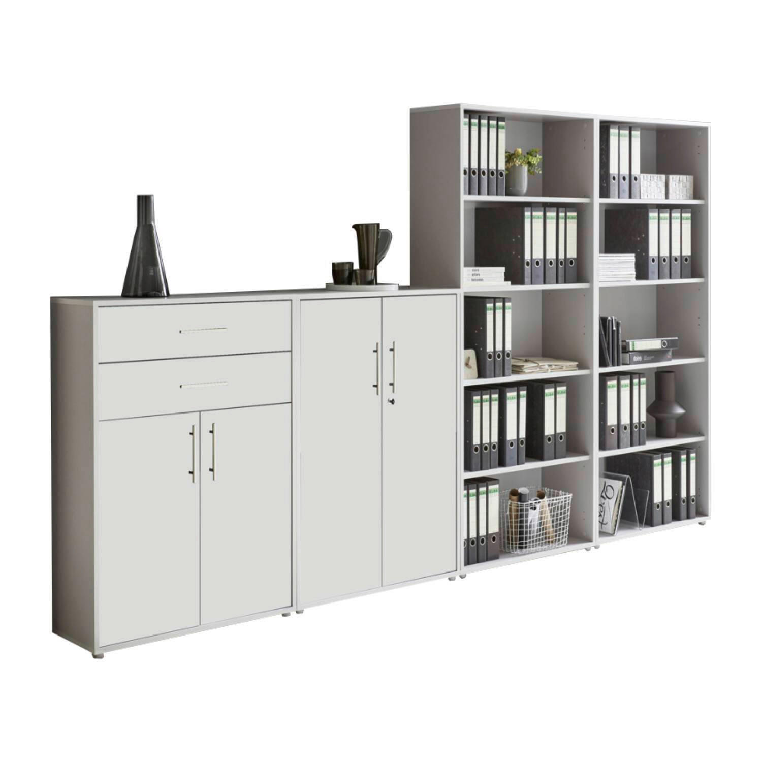 AKTENSCHRANK Grau, Weiß  - Weiß/Grau, MODERN, Holzwerkstoff (337,6/185,6/33cm) - MID.YOU