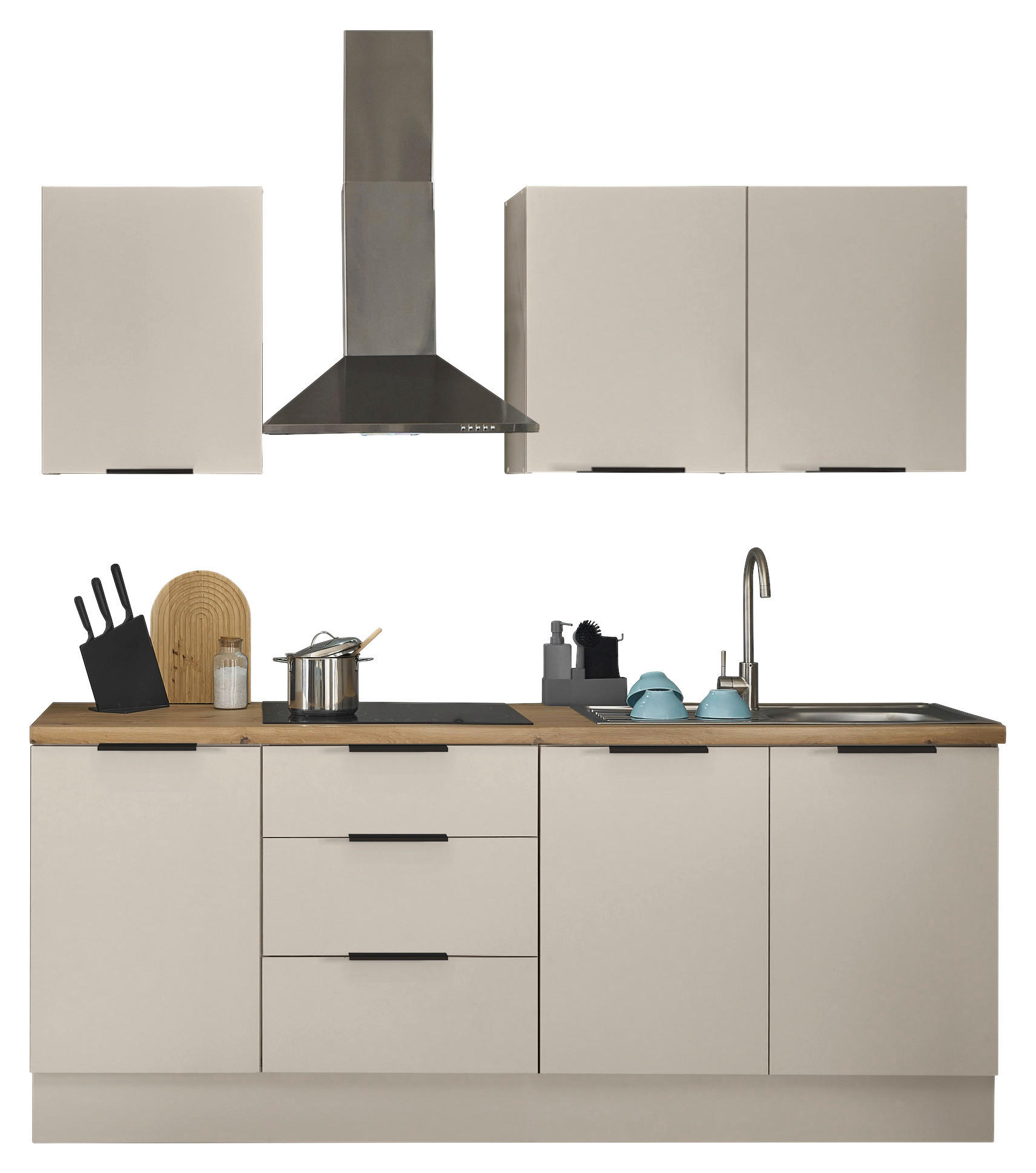 KÜCHENLEERBLOCK   in Kaschmir  - Kaschmir/Schwarz, Basics, Holzwerkstoff/Metall (210/211/60cm) - Xora