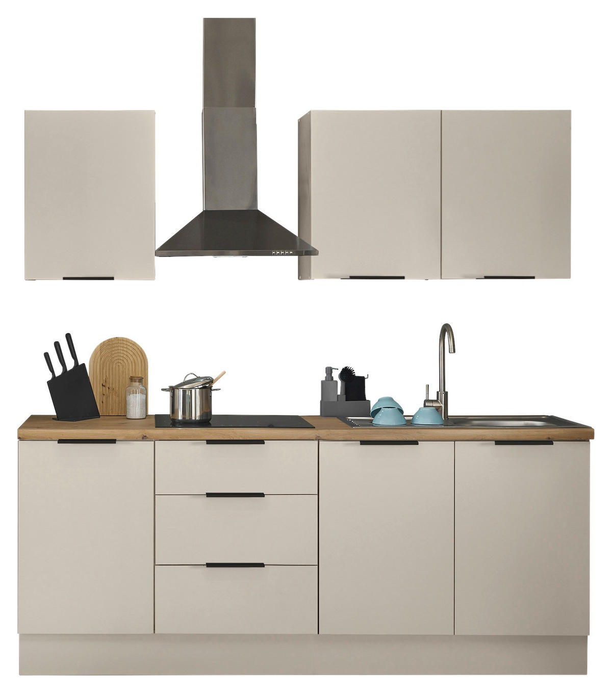 KÜCHENLEERBLOCK   in Kaschmir  - Kaschmir/Schwarz, Basics, Holzwerkstoff/Metall (210/211/60cm) - Xora