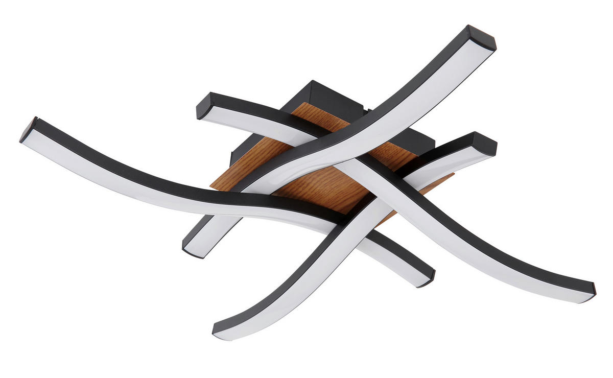 LED-TAKLAMPA 20 W 43/43/7,5 cm  - opal/svart, Design, metall/plast (43/43/7,5cm) - Globo