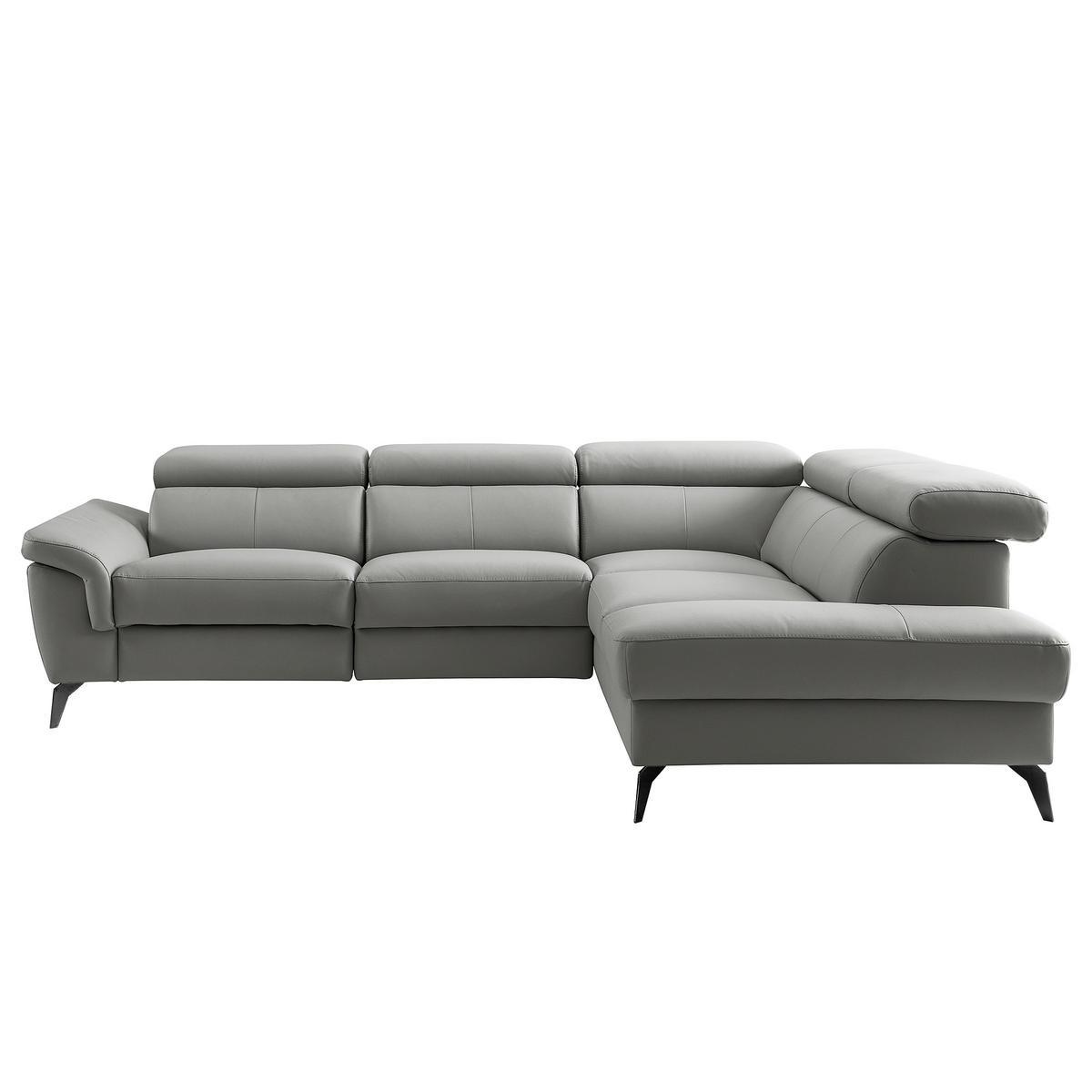 ECKSOFA SONO in Lederlook Echtleder Anthrazit Bettkasten, Armteilverstellung, Kopfteilverstellung  265/210 cm  - Anthrazit/Schwarz, Design, Leder/Textil (265/210cm) - Livetastic