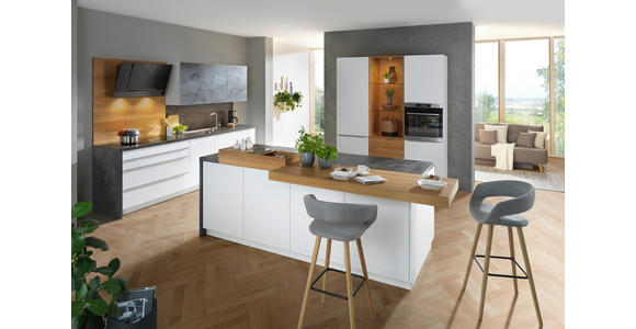 EINBAUKÜCHE   - Eichefarben/Weiß, Design, Holzwerkstoff - Novel