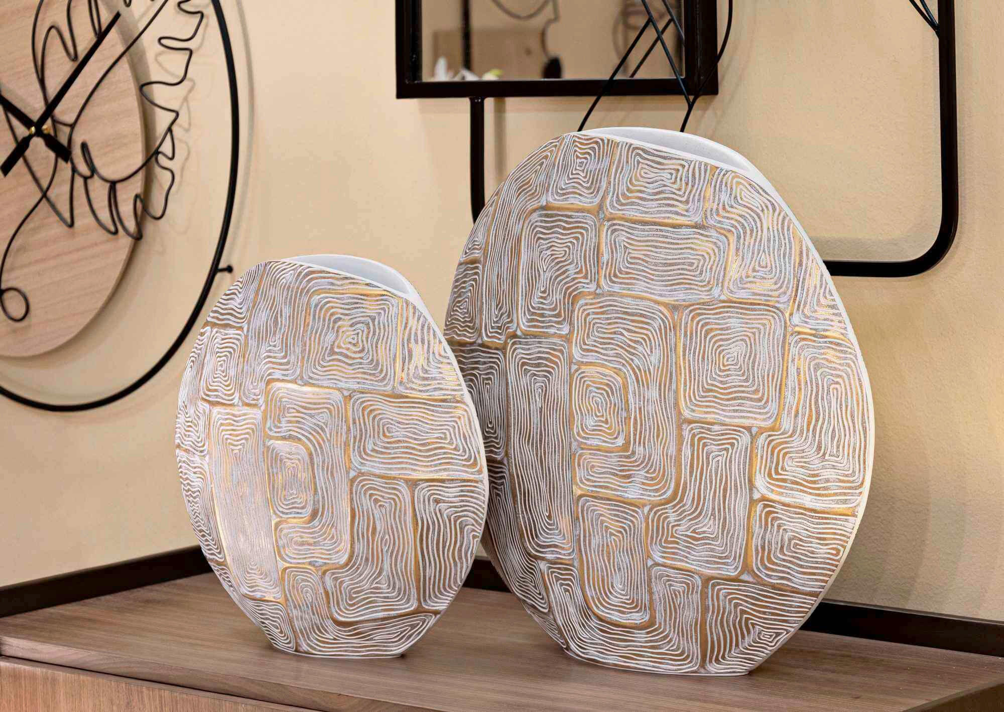 Vase Eclips  - Goldfarben/Weiß, Basics, Kunststoff (36/34.5/11cm)