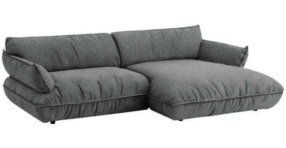 ECKSOFA  in Flachgewebe Dunkelgrau  264/185 cm  - Dunkelgrau/Schwarz, Design, Kunststoff/Textil (264/185cm) - Belluti