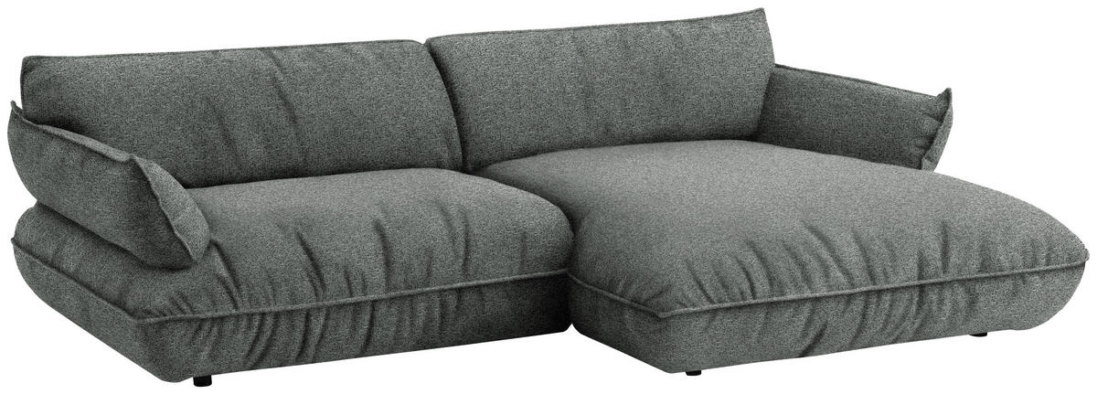 ECKSOFA  in Flachgewebe Dunkelgrau  264/185 cm  - Dunkelgrau/Schwarz, Design, Kunststoff/Textil (264/185cm) - Belluti
