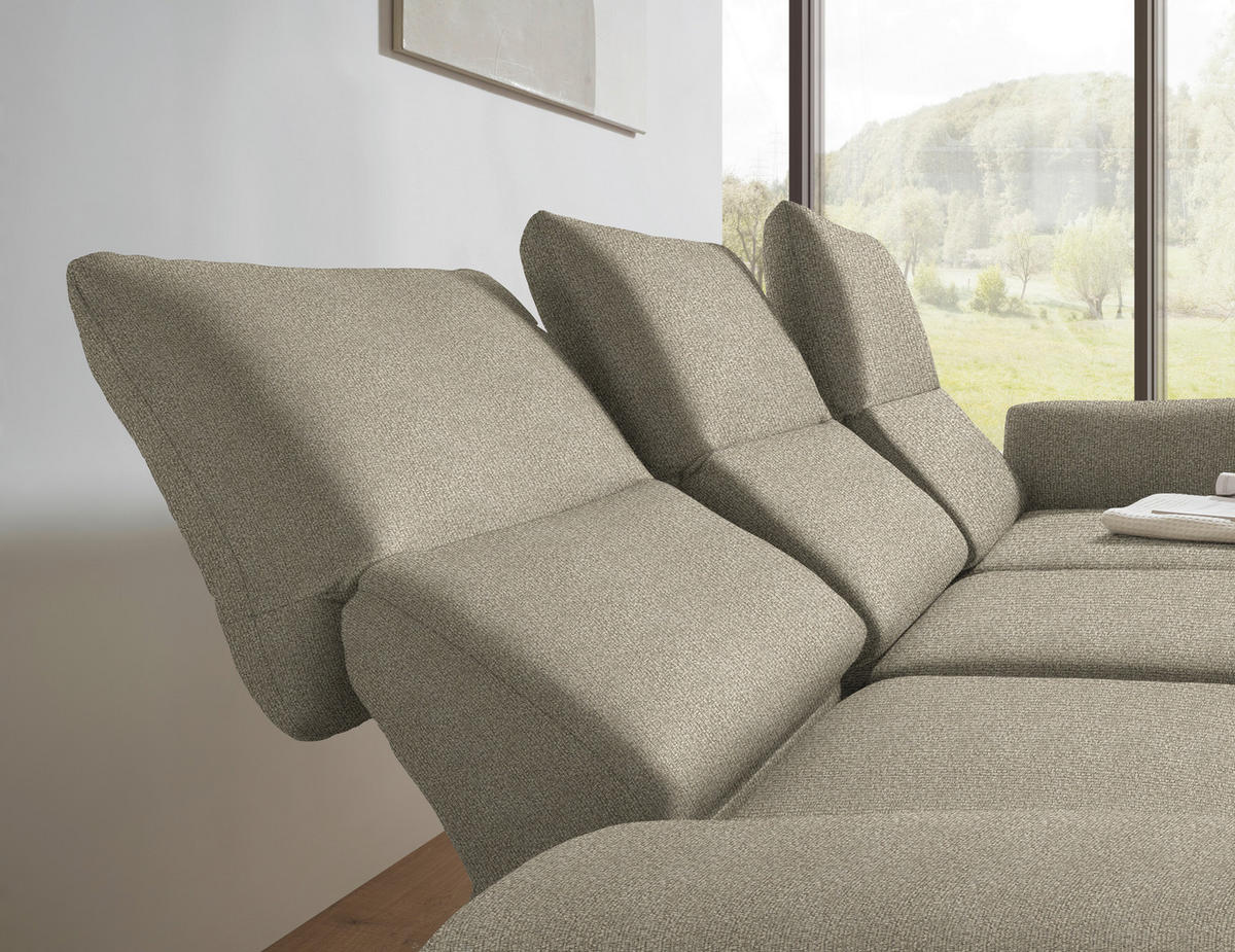 ECKSOFA  in Flachgewebe Sandfarben  255-365/175-224 cm  - Sandfarben/Schwarz, Design, Textil/Metall (255-365/175-224cm) - Dieter Knoll