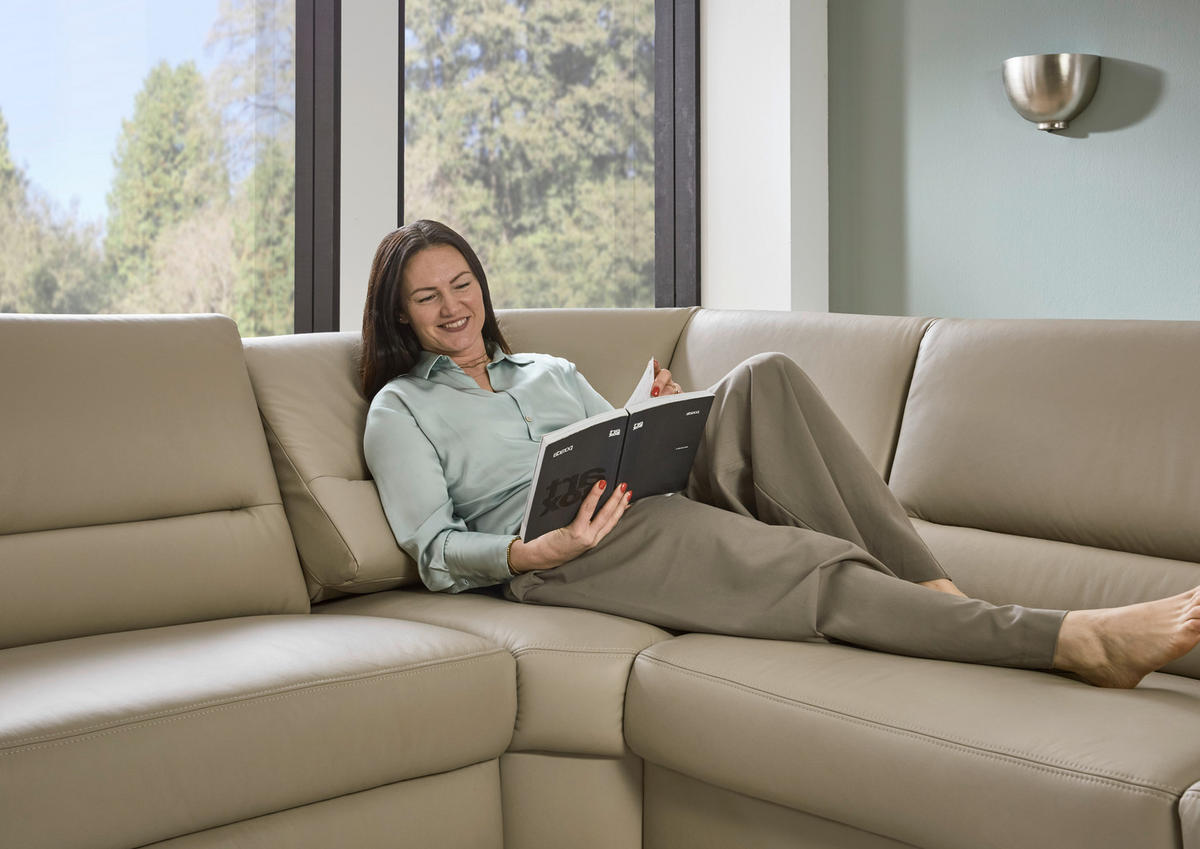 ECKSOFA in Echtleder Perlmutt  249/290 cm  - Perlmutt/Schwarz, KONVENTIONELL, Leder/Metall (249/290cm) - Beldomo Premium