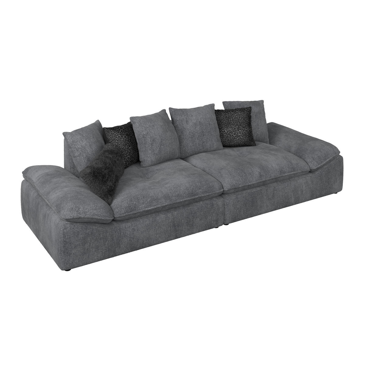BIGSOFA Chenille Anthrazit  - Anthrazit/Schwarz, Trend, Textil (310/76-90/124cm) - MID.YOU