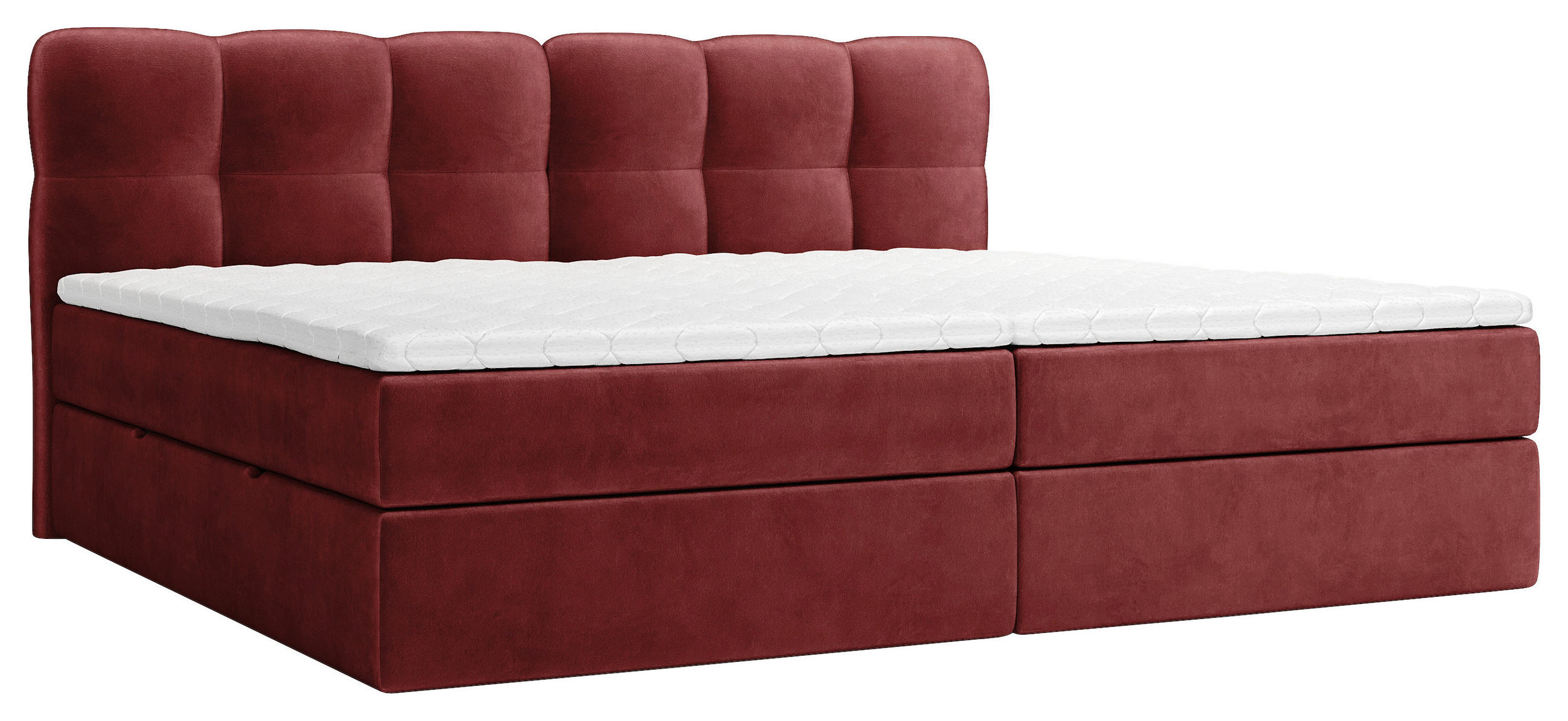 BOXBETT 240/200 cm,  in Bordeaux, Matratze, Bettkasten, Topper, H3 = fest  - Bordeaux/Schwarz, KONVENTIONELL, Kunststoff/Textil (240/200cm) - Chameo