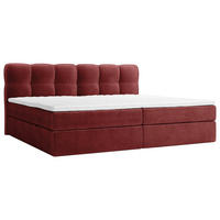BOXBETT 240/200 cm,  in Bordeaux, Matratze, Bettkasten, Topper, H3 = fest  - Bordeaux/Schwarz, KONVENTIONELL, Kunststoff/Textil (240/200cm) - Chameo