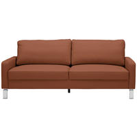 3-SITZER-SOFA in Echtleder Braun  - Chromfarben/Braun, Design, Leder/Metall (204/81/97cm) - Pure Home Lifestyle
