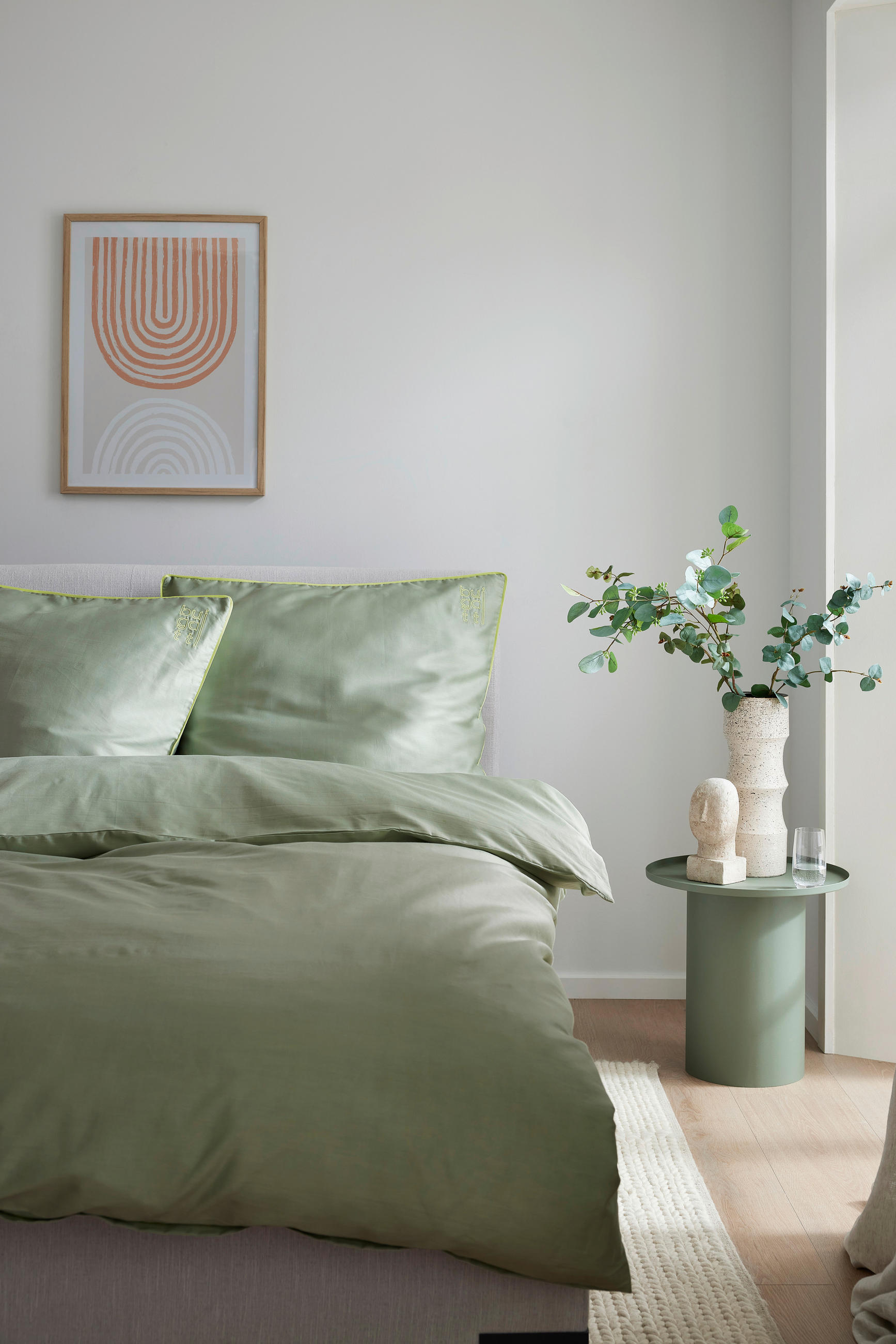 BETTWÄSCHE Makosatin 135/200 cm  - Salbeigrün, Basics, Textil (135/200cm) - Bugatti