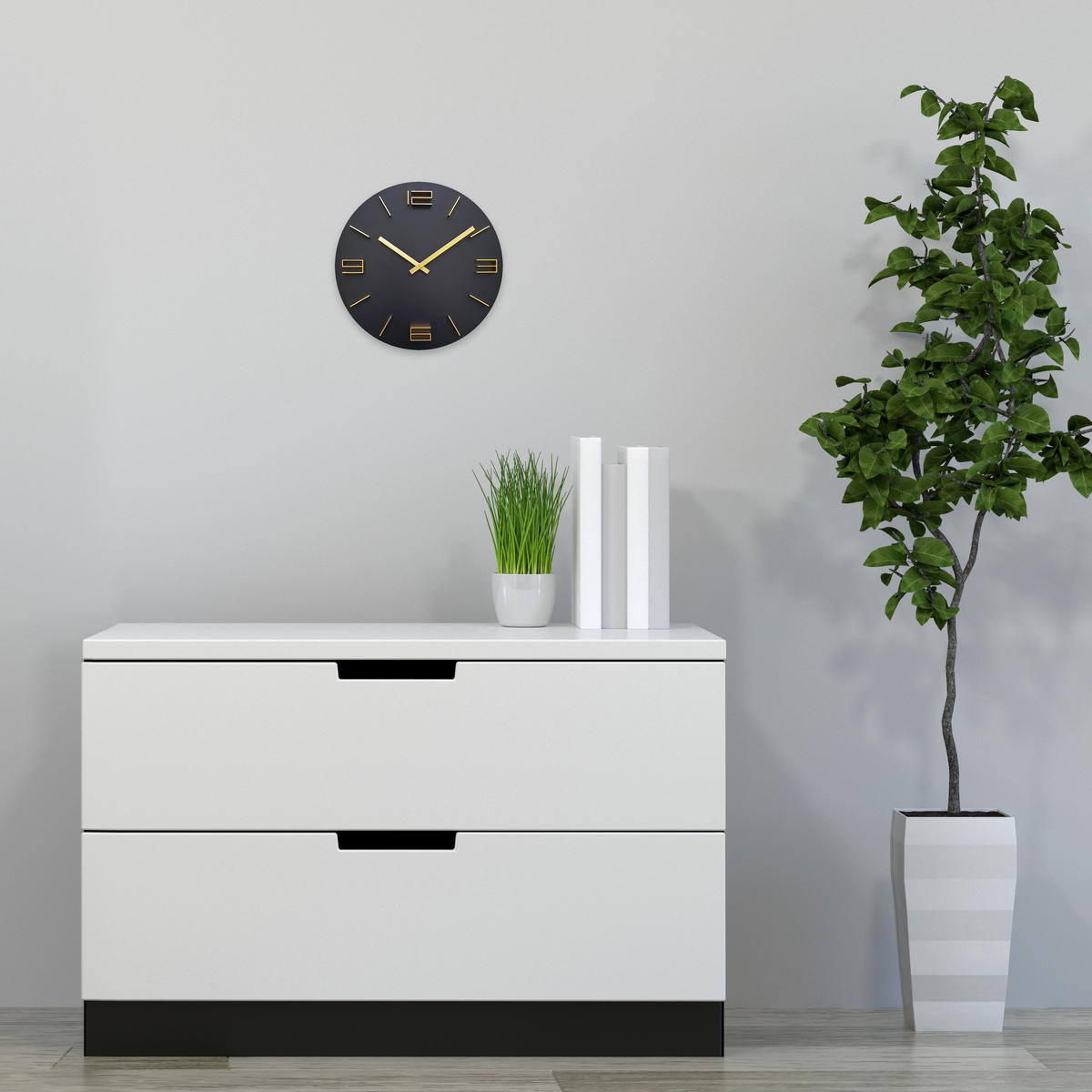 WANDUHR  Schwarz, Goldfarben  - Goldfarben/Schwarz, Basics, Holz (39,5/39,5/4cm)
